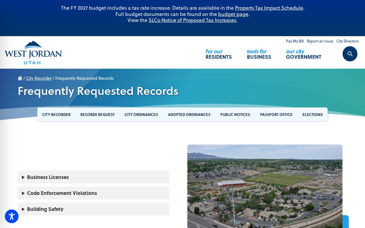 West Jordan neighbors city records search