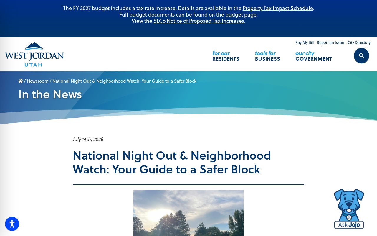West Jordan neighbors Neighborhood Watch outreach