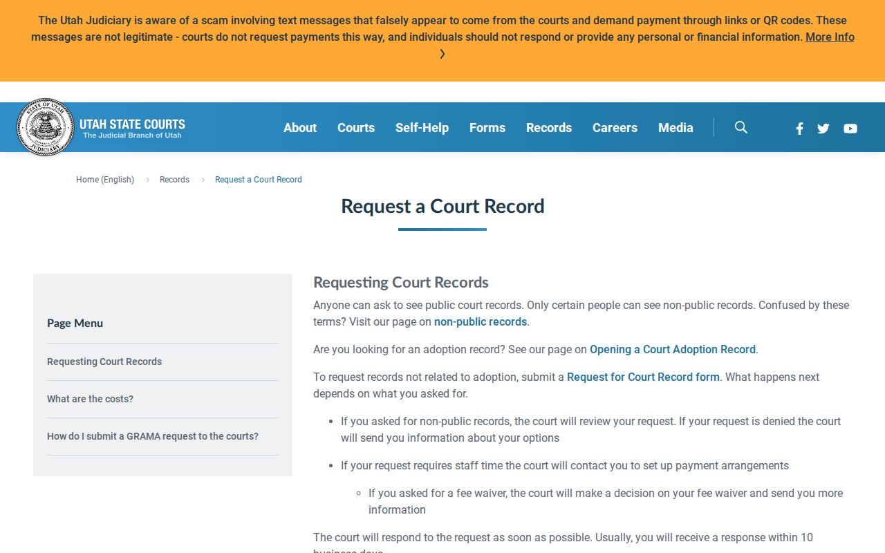 West Jordan resident lookup court record request